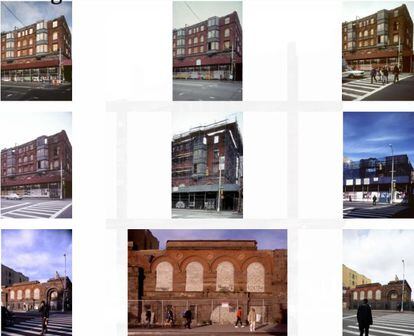 Evolución de la esquina donde se erigía el Exchange Bank en Harlem (Nueva York), desde 1997 hasta 2013. Otro ejemplo de la 'refotografía' de Vergara.