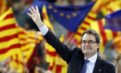 El presidente catal&aacute;n, Artur Mas, en el cierre de campa&ntilde;a de CiU. 