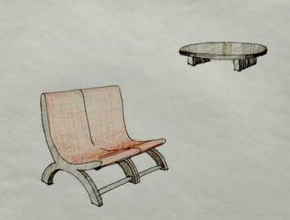 Primeros bocetos de la silla butaque. |