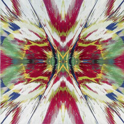 Tapiz en tela jacquard del artista y diseñador Damien Hirst, titulado 'Enter the Infinite-Revelation' (2016).