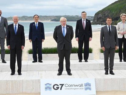 Los líderes mundiales y comunitarios reunidos en la cumbre del G-7 de este fin de semana.