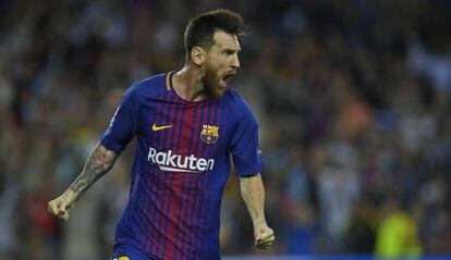 Messi celebra el seu gol contra el Juventus.