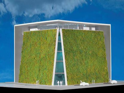Recreacion virtual del aspecto exterior (con jardines verticales) que tendr&iacute;a el Museo de Arte, Arquitectura y Dise&ntilde;o de Emilio Ambasz.