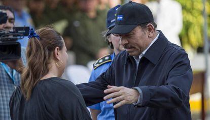 Daniel Ortega  en un acte a Managua aquest dijous.