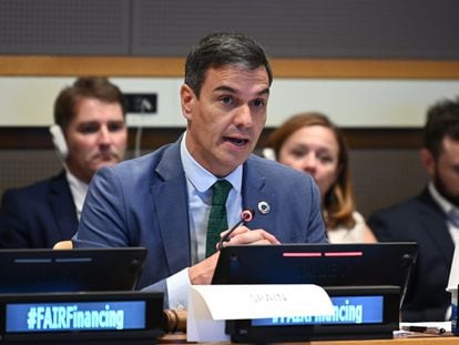 El presidente del Gobierno en funciones, Pedro Sánchez, en la semana de Alto Nivel de la Organización de Naciones Unidas en Nueva York, este miércoles.