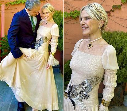Eugenia Martínez de Irujo eligió un vestido de corte medieval de Teresa Helbig. (Instagram)