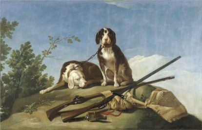 'Perros en traílla', de Goya, 1775.