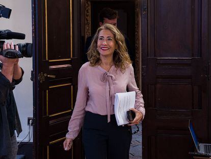 La ministra de Transportes, Movilidad y Agenda Urbana, Raquel Sánchez, este lunes en Barcelona.