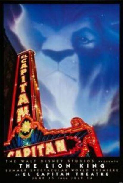 Cartel del estreno de 'El Rey León' en Hollywood en 1994.