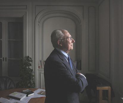 Jacques Delors, en su despacho parisino de la Fundación Notre Europe, en 2009.