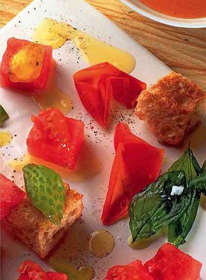 Propuesta de Alberto Herraiz: gazpacho de tomate, sandía y albahaca.
