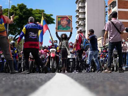 Simpatizantes chavistas conmemoran el aniversario del derrocamiento de Pérez Jiménez  en Caracas, el pasado 23 de enero.