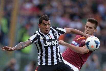 Tévez, en un partido contra el Roma