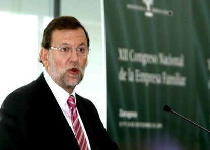 Rajoy, durante su intervención en la última jornada del XII Congreso de la Empresa Familiar, celebrado en Zaragoza.