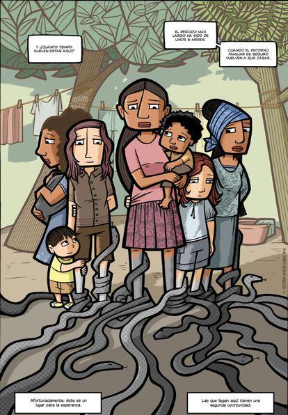 Una página de la historieta 'Ondas en el río', incluida en el libro colectivo 'Viñetas de vida', promovido por Oxfam Intermón en 2014.
