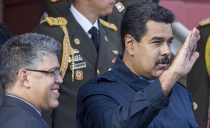 Nicol&aacute;s Maduro y su canciller, El&iacute;as Jaua.