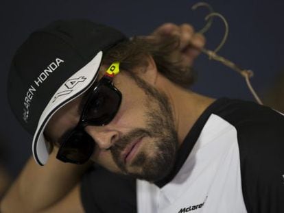 Fernando Alonso, en roda de premsa a Montmeló, aquest dijous.