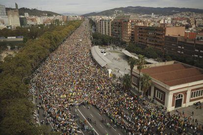 Manifestantes de las 'Marchas por la Libertad' llegan a Barcelona.