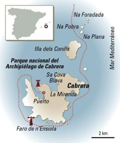 Mapa de Cabrera, en Baleares.