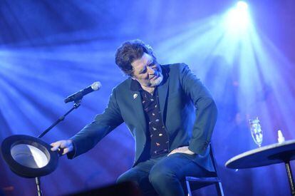 El cantante y compositor Joaquín Sabina durante el concierto en Madrid el pasado sábado. 