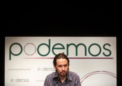 Pablo Iglesias, durante un acto público en 2014, época en la que era líder de Podemos.