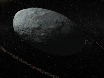 Reconstrucción de Haumea y su anillo.