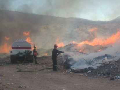 El incendio en el tiradero de Guanajuato, en 2023.