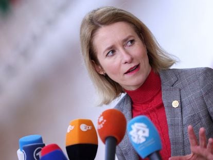 La primera ministra estonia, Kaja Kallas, durante un evento de la UE en Bruselas, el pasado 1 de febrero.
