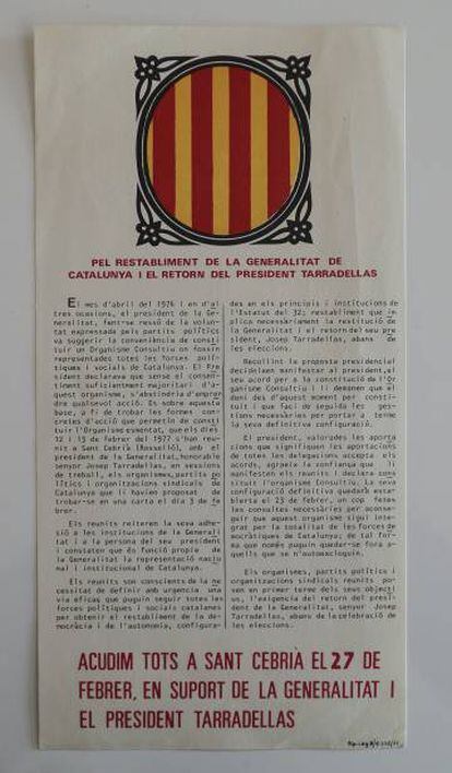 Pamflet de benvinguda de Tarradellas el 27 de febrer.