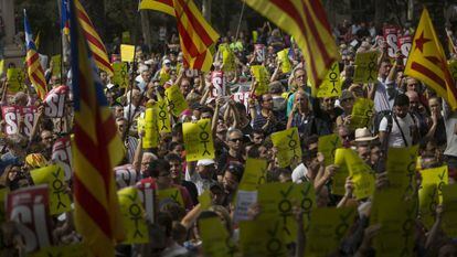 Concentración frente al Tribunal Superior de Justicia de Cataluña para protestar contra los arrestos de esta semana.