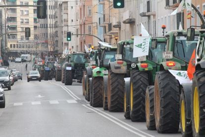 Protesta de agricultores por el aumento de costes de producción, la semana pasada en Cuenca.