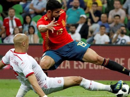 FOTO: Diego Costa, en la jugada del gol de España. / VÍDEO: Declaraciones de Lopetegui tras el partido.