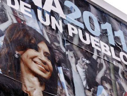 Cartel electoral de la presidenta argentina, Cristina Fernández.