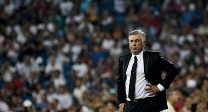 El entrenador itlaino del Real Madrid, Carlo Ancelotti, durante el partido.