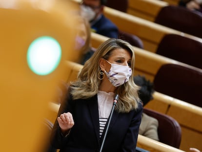 La vicepresidenta segunda, Yolanda Díaz, este martes en el Senado.