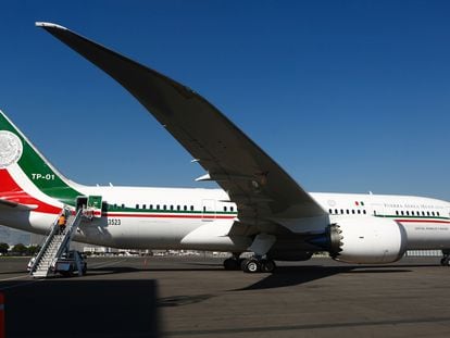 El avión presidencial, en el Aeropuerto Internacional de la Ciudad de México, en 2018.