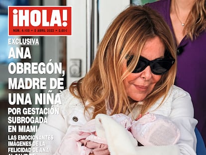 Portada de la Revista Hola en la que aparece la actriz y empresaria Ana Obregón, de 68 años, que ha sido madre por gestación subrogada.