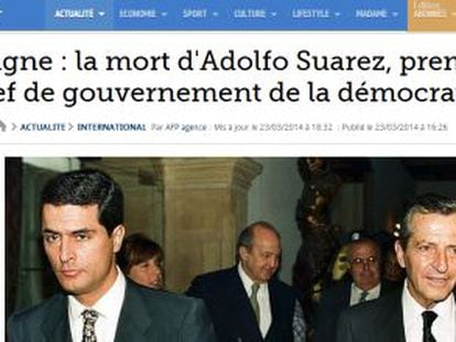 Noticia sobre la muerte de Adolfo Su&aacute;rez en el diario franc&eacute;s &#039;Le Figaro&#039;.