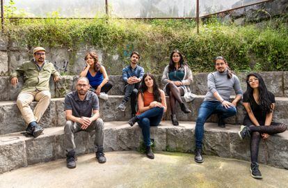 Los integrnates de Yasunidos: Omar Bonilla, Alejandra Santillana, Jorge Espinosa, Manai Prado, Pedro Bermeo, Antonella Calle, Fernando Muñoz-Miño y Sofía Torres.