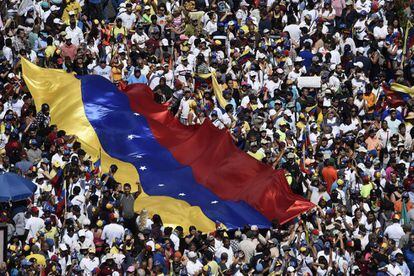 Manifestación de este sábado en apoyo a Juan Guaidó.
