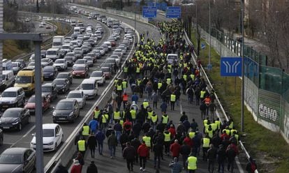 Huelga de taxistas en Madrid, el pasado martes.