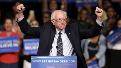 El demócrata Sanders, la noche del martes en Miami