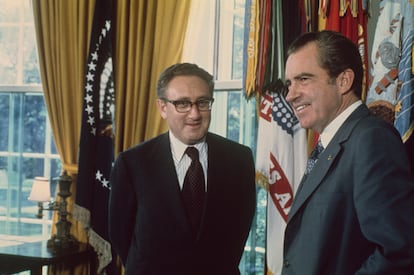 Henry Kissinger and President Richard Nixon at the United States White House in 1973.
