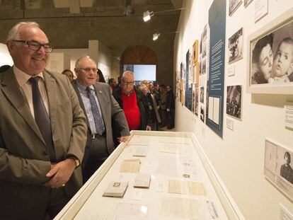 El hijo de George Orwell, Richard Blair, durante la inauguraci&oacute;n de la exposici&oacute;n en homenaje a su padre en Huesca, este viernes.