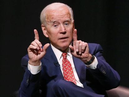 Biden, durante una conferencia en la Universidad de Utah.