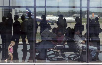 La zona de tránsito del aeropuerto de Sheremétievo, en Moscú.