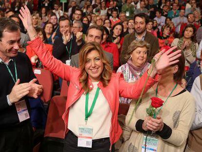 Susana Díaz, tras ser elegida secretaria general de los socialistas andaluces.