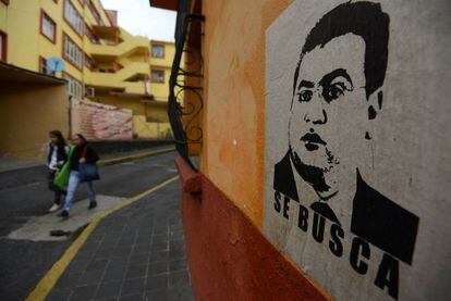 Un cartel de se busca a Javier Duarte en Xalapa, la capital de Veracruz.