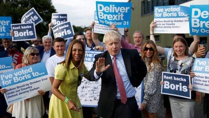 Boris Johnson, durante un acto de la campaña por el liderazgo conservador el jueves en Maidstone.