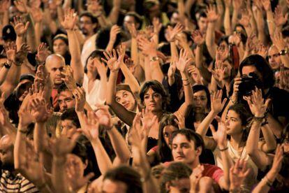 Protesta muda del 15M en la Puerta del Sol de Madrid.